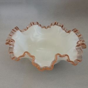 Fenton  Double Crimped Rose Crest Candy Dish
